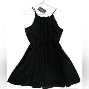 Doublju Womens Sleeveless Feminine Fit and Flare Mini Dress Black Large